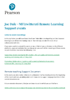 Joe Dale's (#mfltwitterati) Remote Learning Support (May 2020)